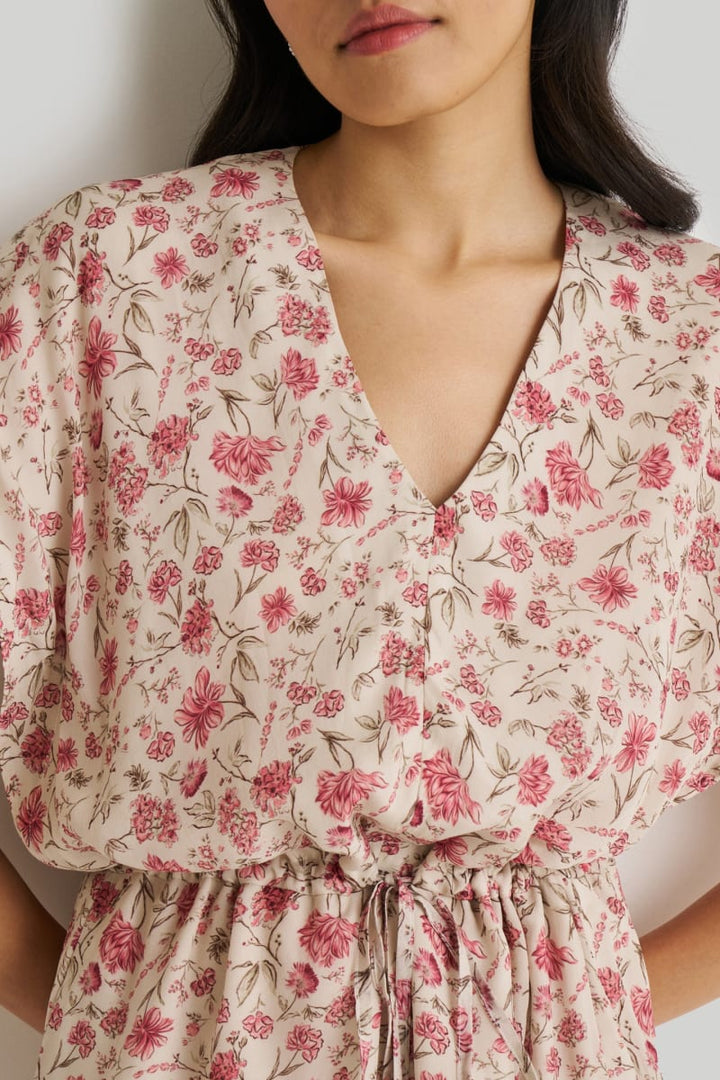 Relaxed Drawstring Dress - Petal Fusion