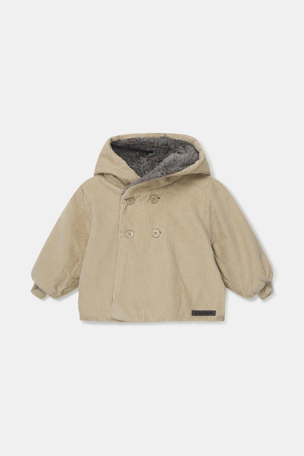 Corduroy faux shearling baby coat - Stone