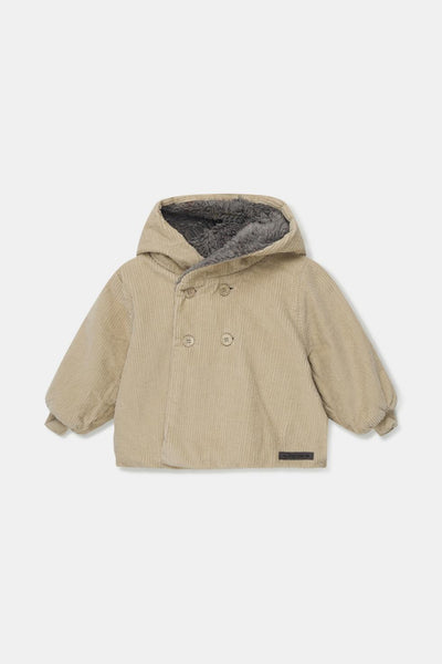 Corduroy faux shearling baby coat - Stone