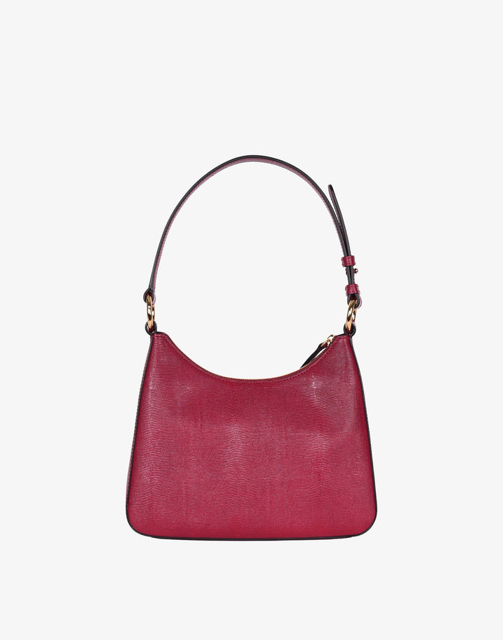 Luxe Medium Shoulder Bag - Cherry Red Lizzard