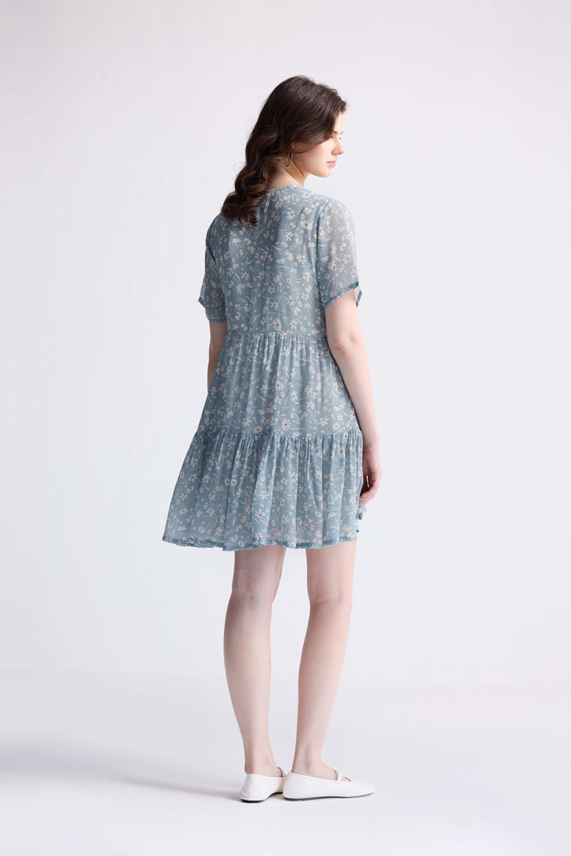 Floral Short Tiered Dress - Floral Poetry