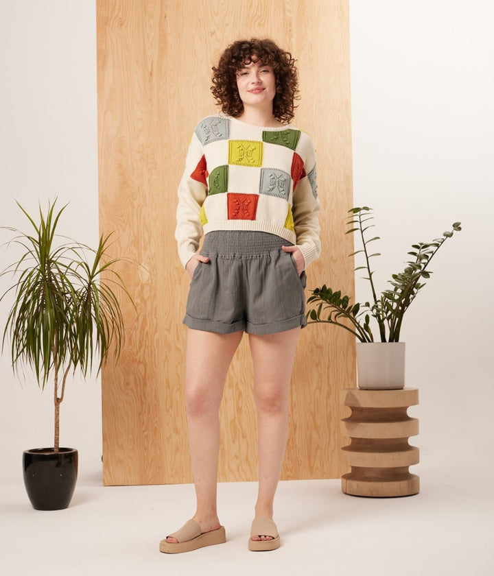 Bev Sweater - Bright Checker