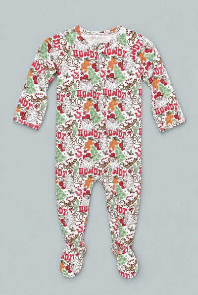 Zipper Footie - Howdy Santa
