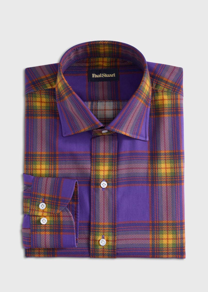 Plaid Print Sport Shirt - Purple - Collared Shirt
