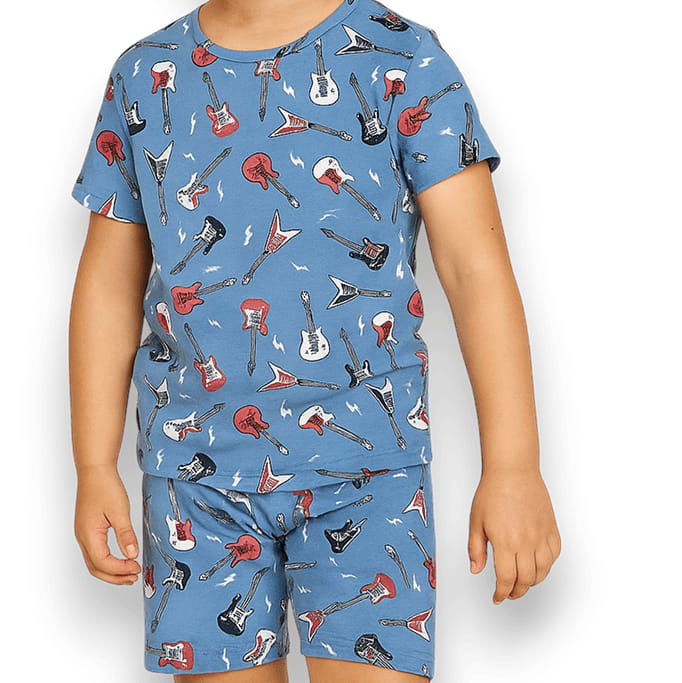 Electric Guitars Rockstar Summer Pajama Set - Rock N Roll Blue
