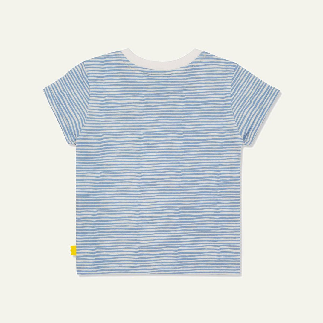 Recycled Cotton Stripes Kid T-shirt - Natural/della Blue