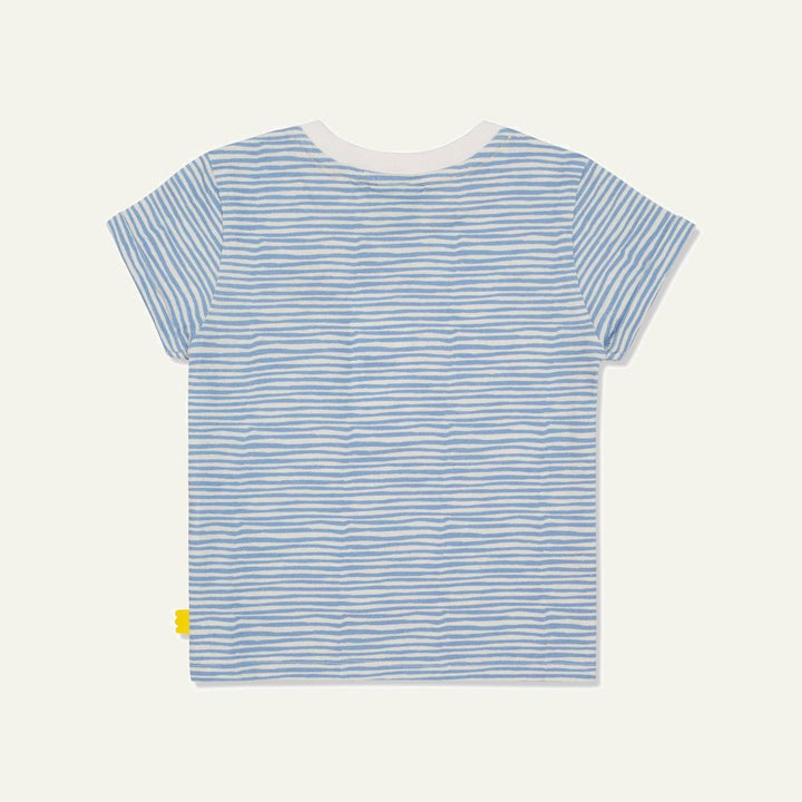 Recycled Cotton Stripes Kid T-shirt - Natural/della Blue
