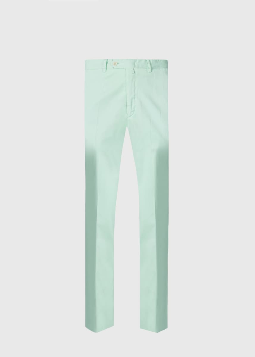 Cotton & Silk Garment Dyed Trouser - Mint