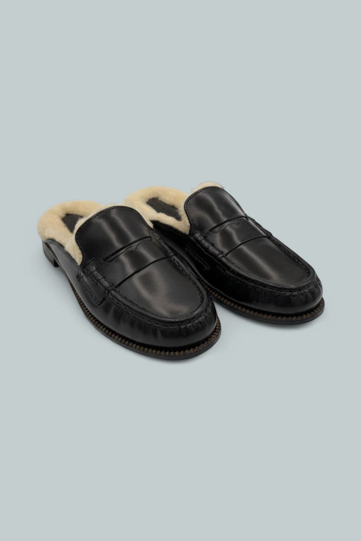 Temi Shearling Penny Loafer Mule - Espresso Spazzolato