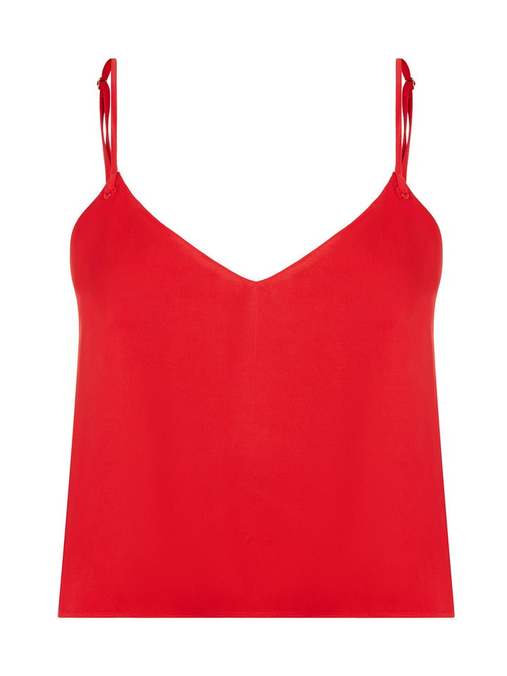 Thin Strap Crop Top - Red