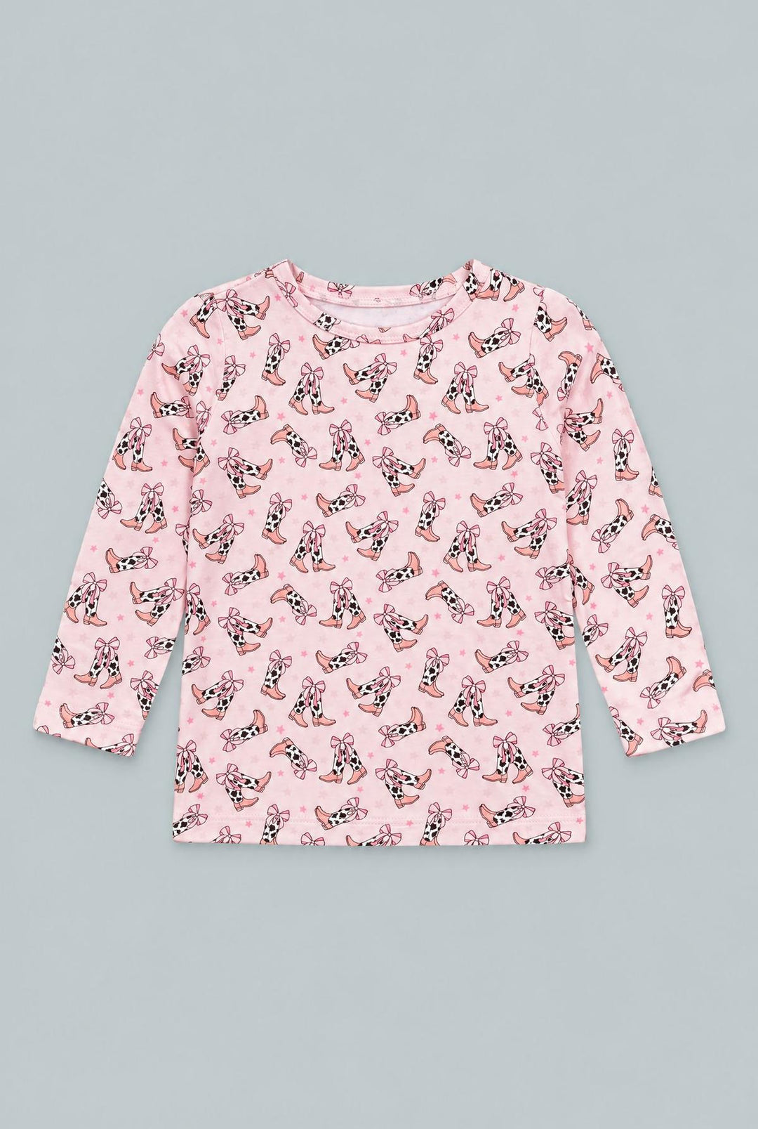 Bows Big Kid Pajama Set - Cowhide Boots