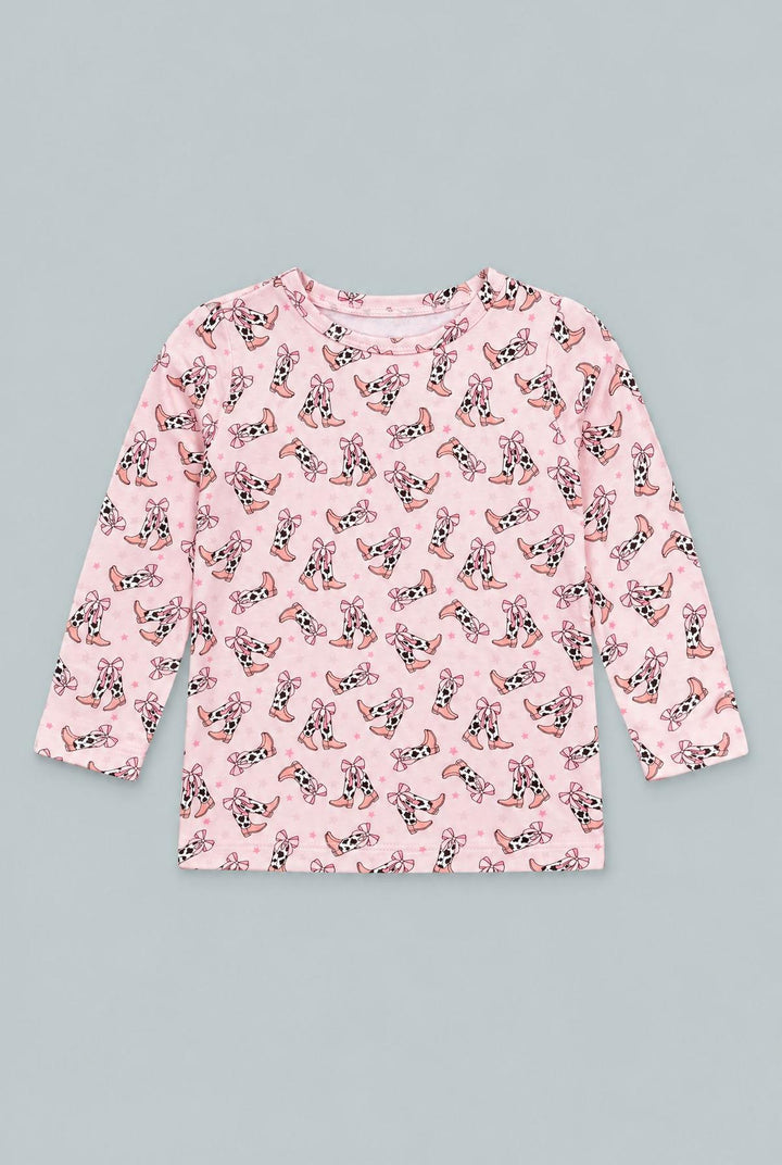 Bows Big Kid Pajama Set - Cowhide Boots