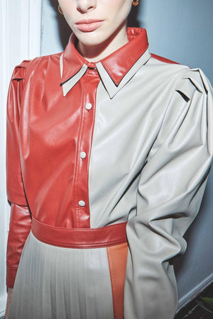 Mara Asymmetric Vegan Leather Shirt