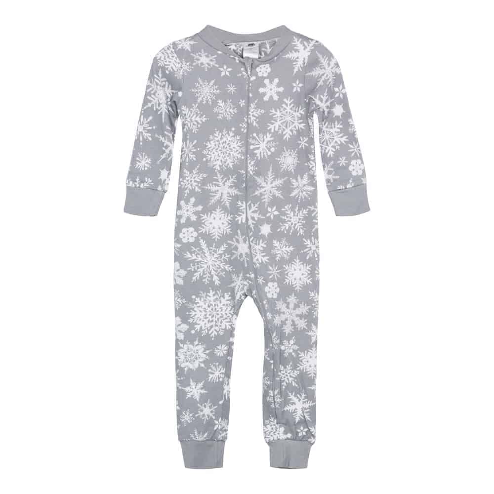 Full Zip Footless Pajama - Snowflakes