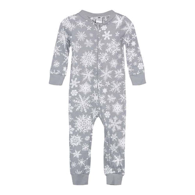 Full Zip Footless Pajama - Snowflakes