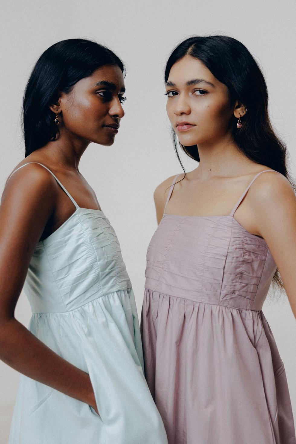 Ruched Strappy Dress - Sage Mint