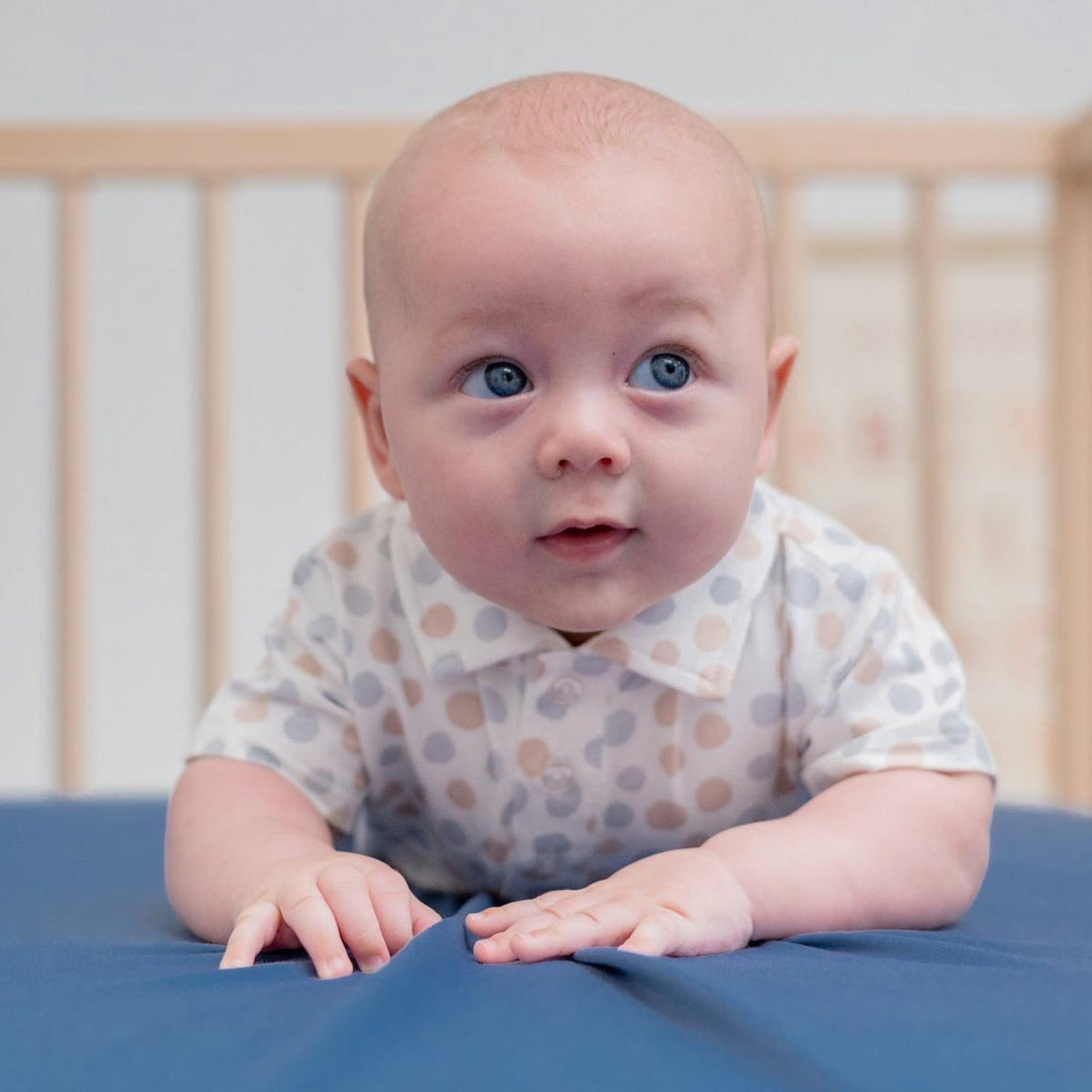 Polo Romper - Polka Dot Grey