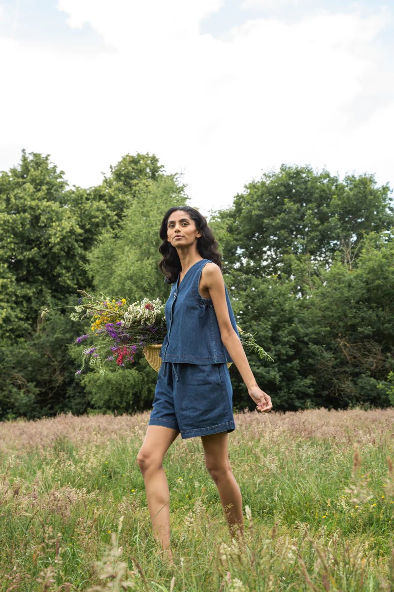 Paola-Leigh Organic Cotton Denim Short - Mid Blue