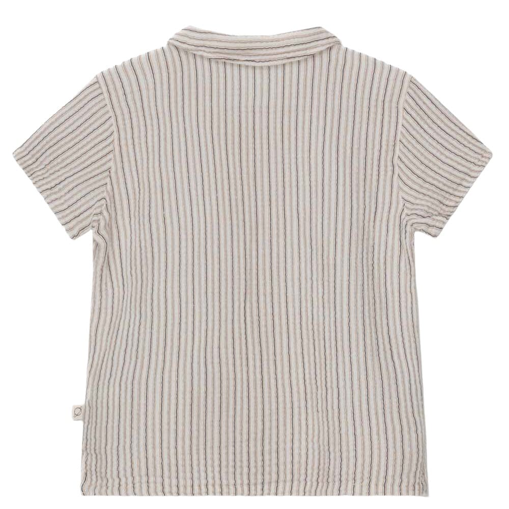 Gauze Stripe Camp Shirt - Ivory Tops My Little Cozmo 