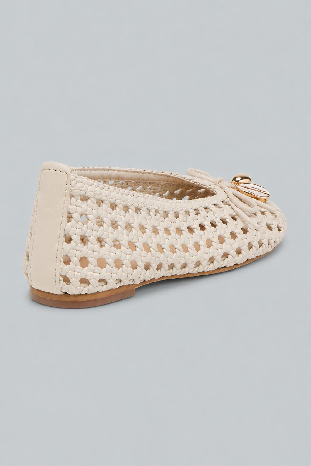 Women's Cason Charm Woven Flats - Ivory Woven