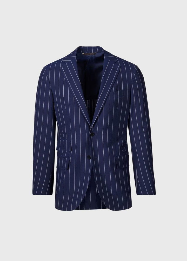 Super 130s Stripe Suit - Blue