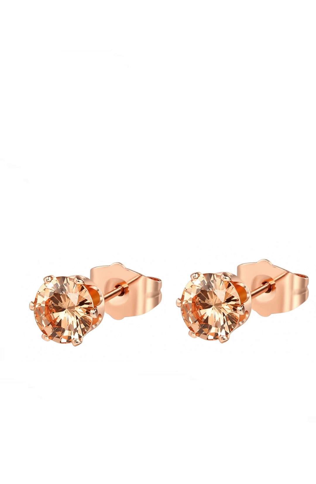18k Rose Gold Champagne Stud Earrings