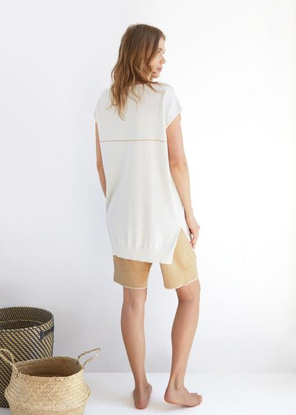 Summer Tee Dress - Vanilla/Camel