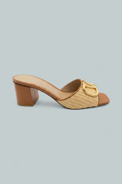 VLogo Signature Raffia Slide Sandals