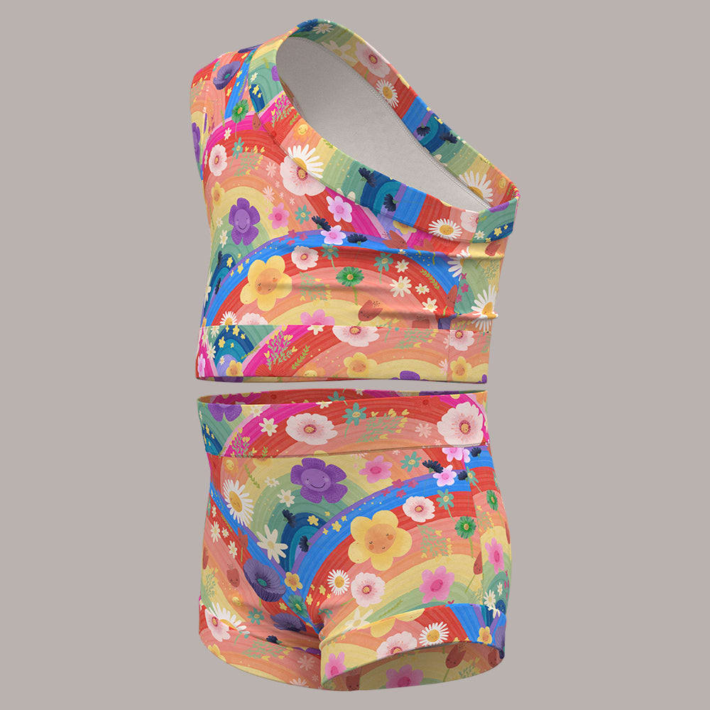 Bummies + Shoulder Tank - Rainbow Flowers