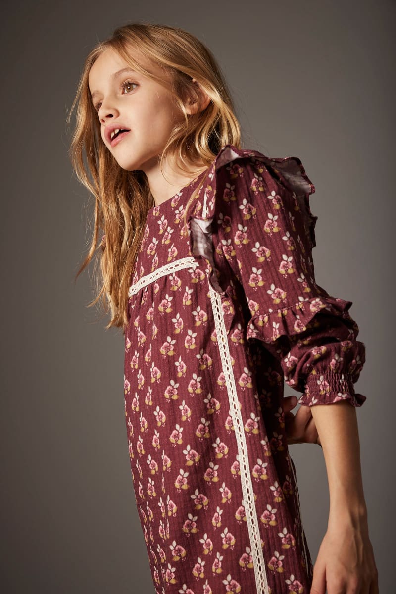 Bloom Textured Dress Burgundy