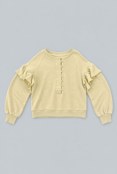 Henley Ruffle Sweatshirt - Green