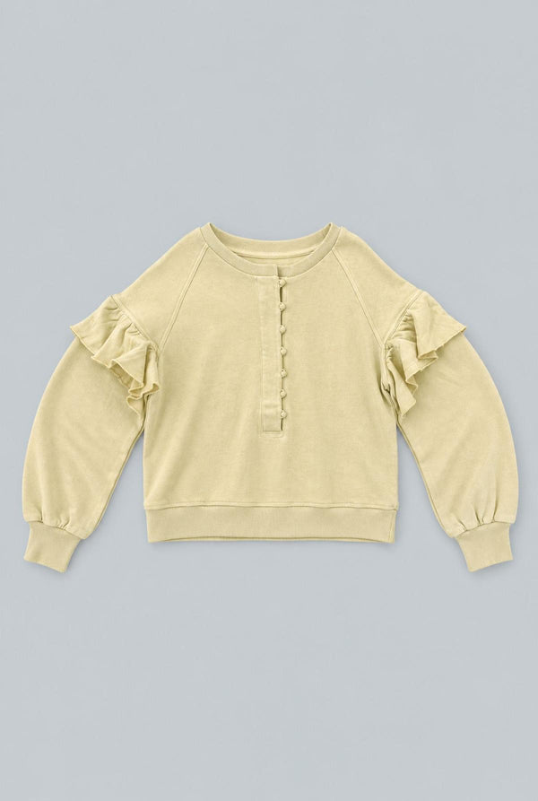Henley Ruffle Sweatshirt - Green