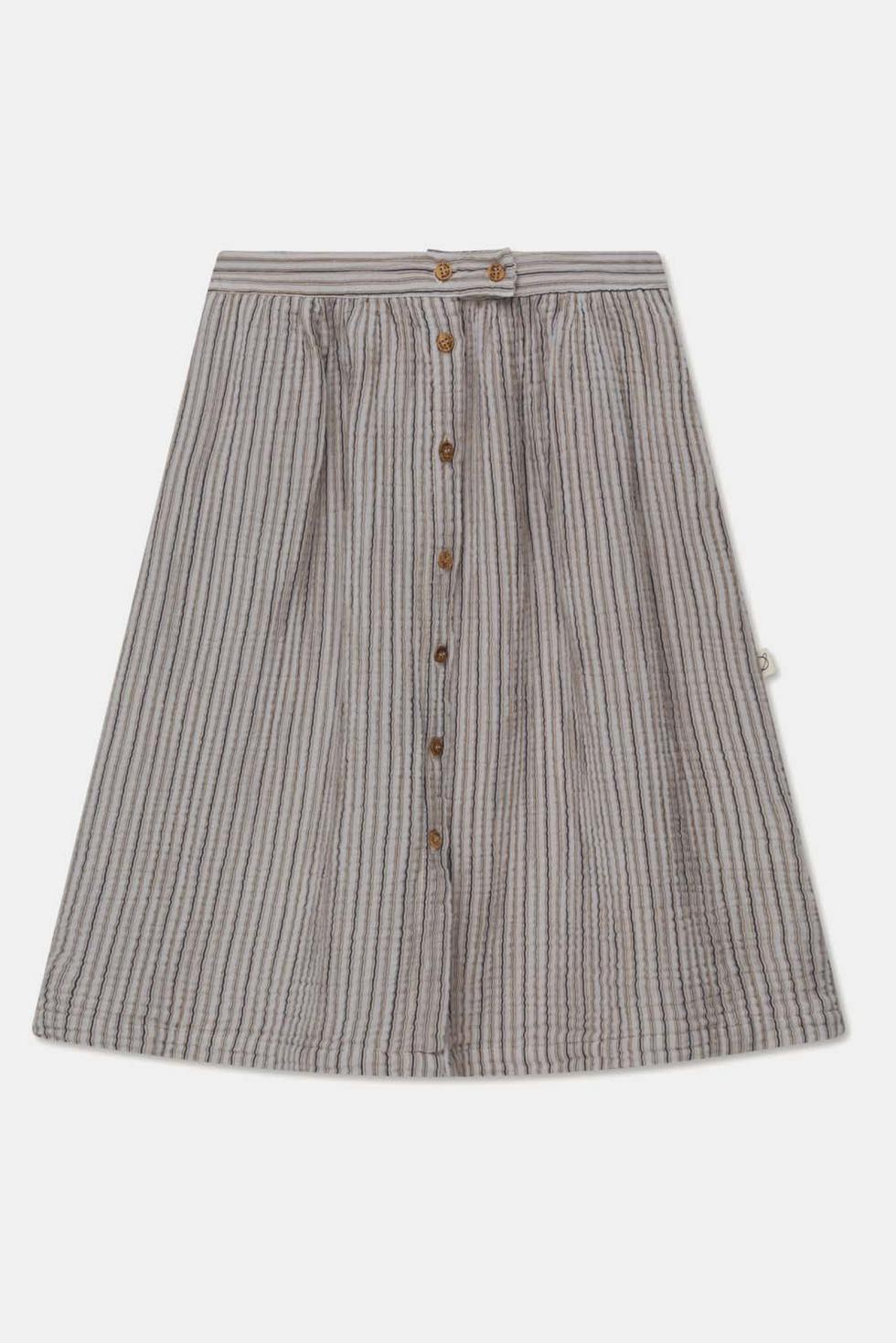 Gauze stripe skirt - Soft grey