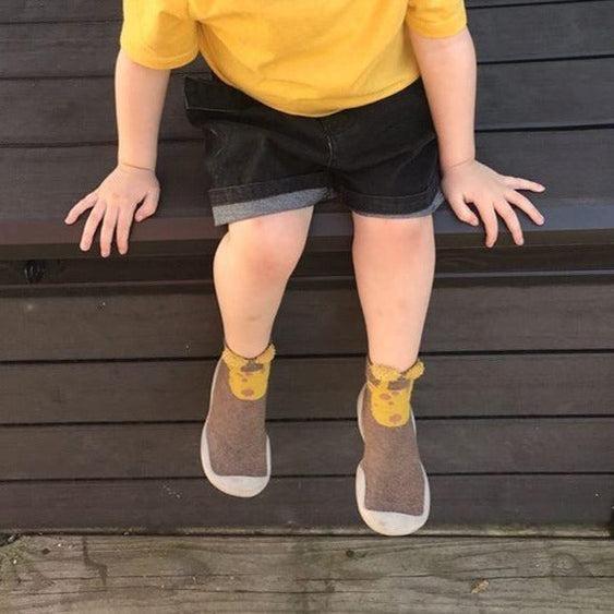 White Sole SlipKix™ - Giraffe