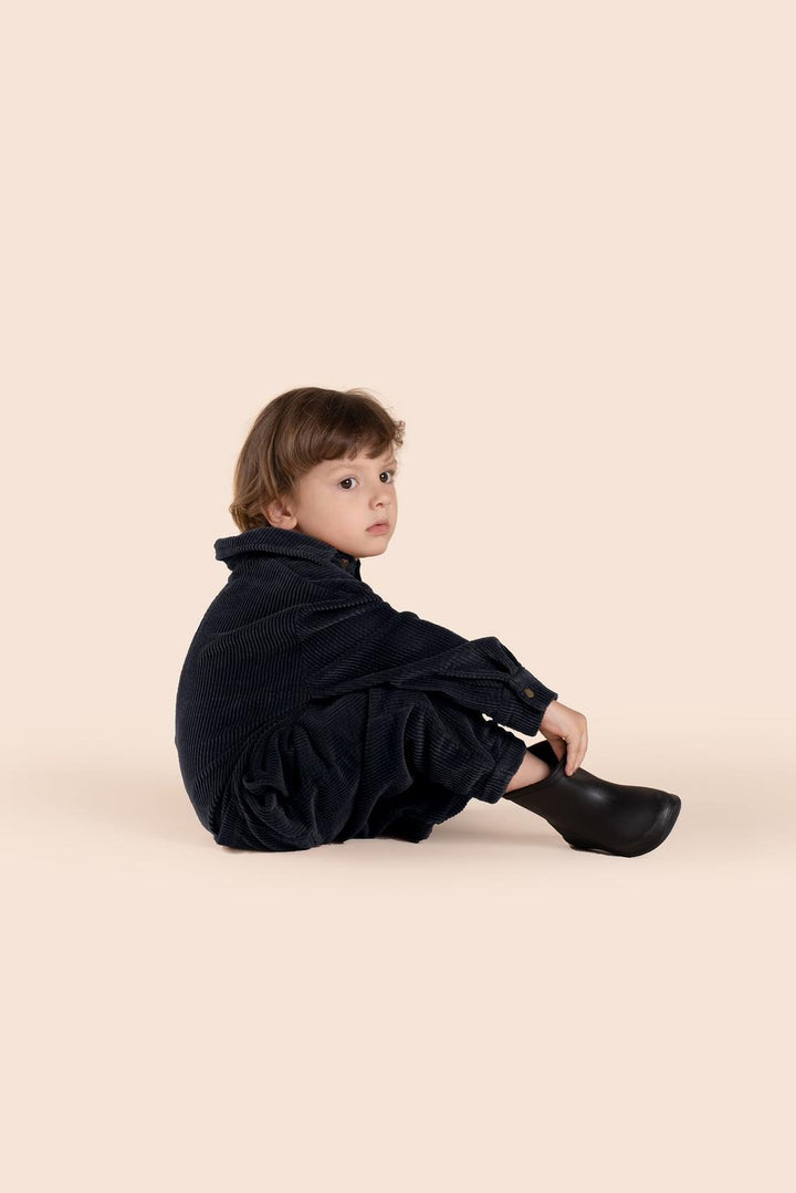 Kids Corduroy Mechanic Jumpsuit - Black