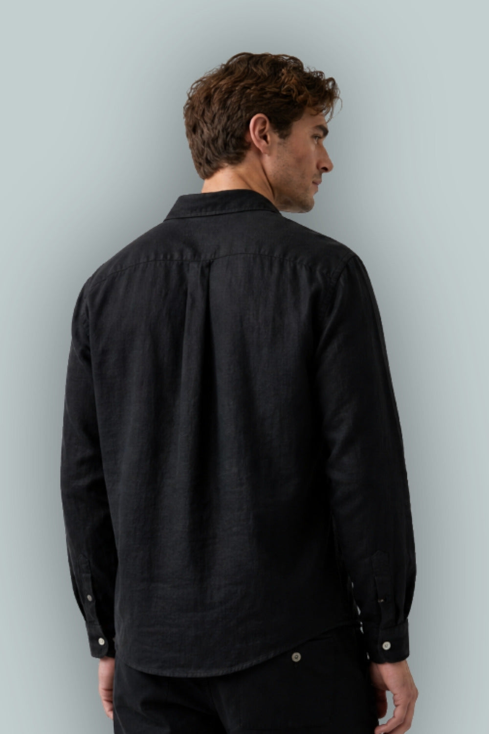 100% Linen Relaxed Shirt - Black - Medium - Button Down Shirt