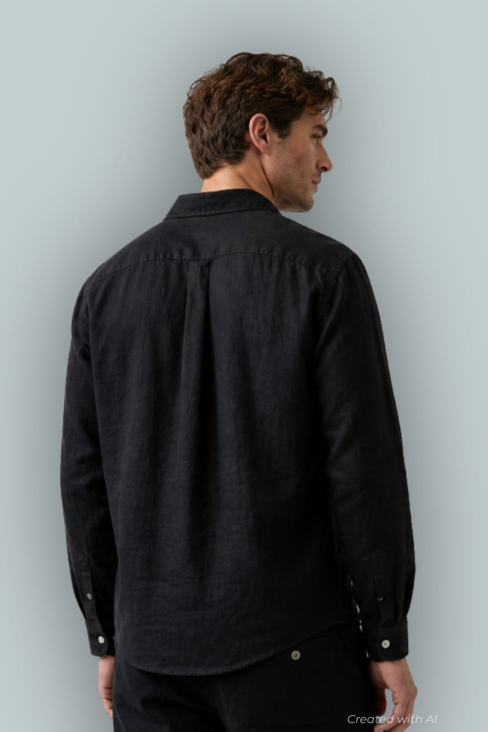 100% Linen Relaxed Shirt - Black - Medium - Button Down Shirt