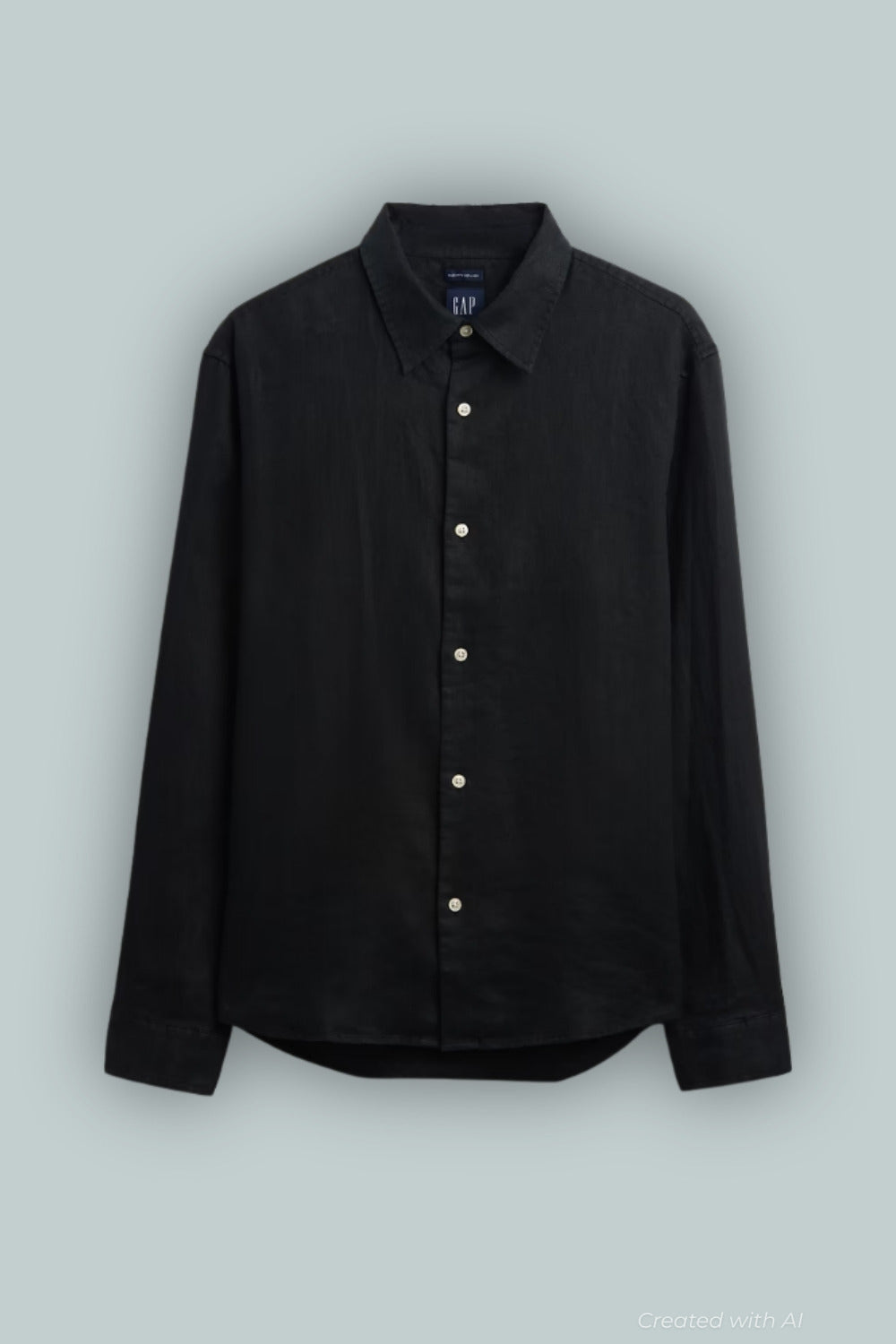 100% Linen Relaxed Shirt - Black - Medium - Button Down Shirt
