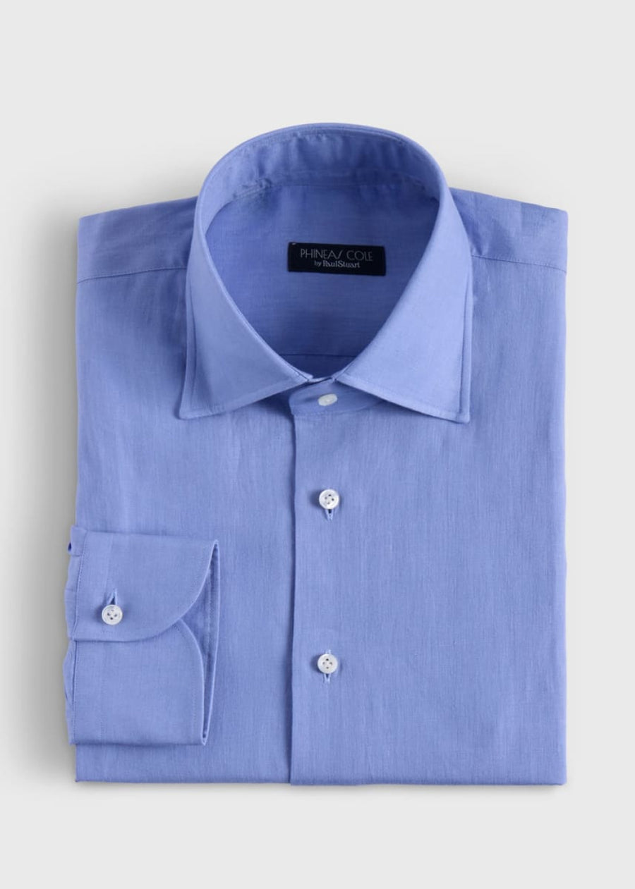 100% Linen Soft Shirt Geneva Collar - Lilac - Collared Shirt