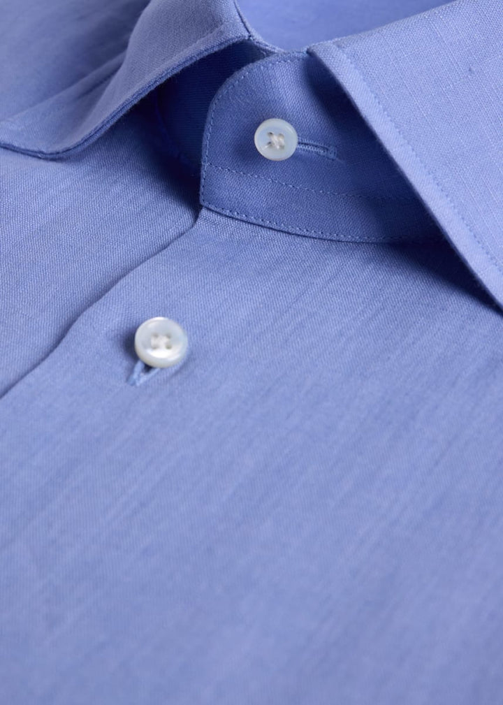 100% Linen Soft Shirt Geneva Collar - Lilac - Collared Shirt