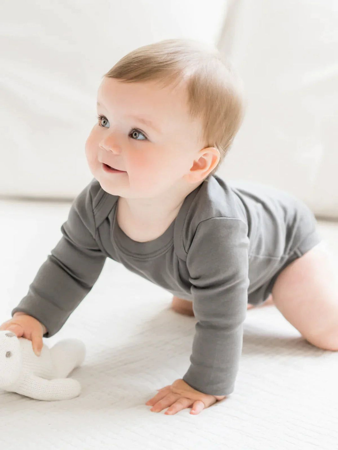 Classic Long Sleeve Bodysuit - Pewter Bodysuits + Onesies Colored Organics 