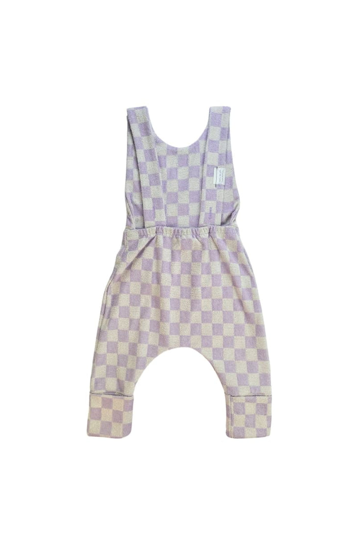 Grow With Me Overalls - Lavender Macaron Checkered