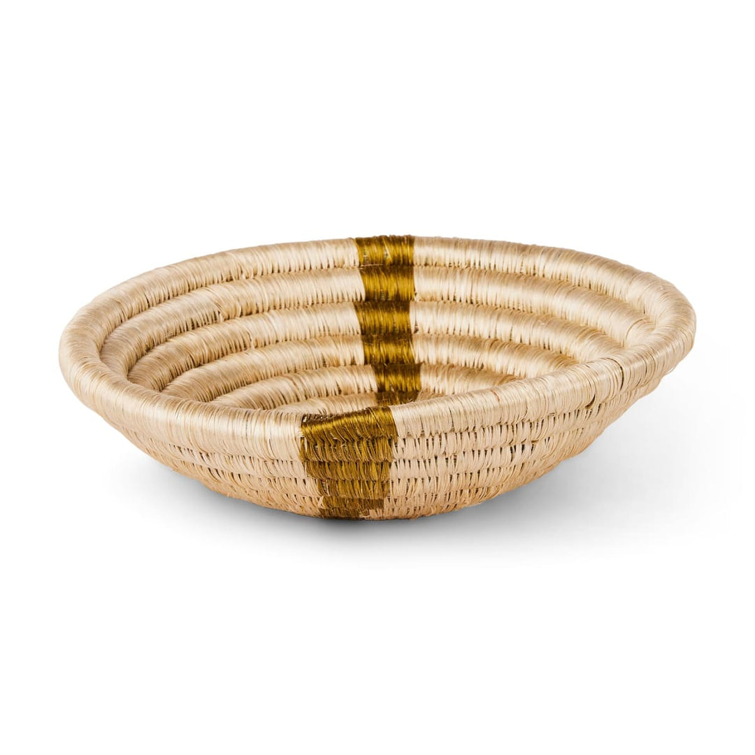 6" Small Striped Olive Round Basket