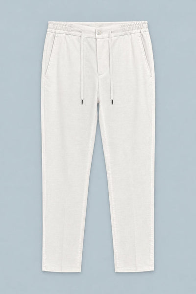 Linen Drawstring Trouser - White