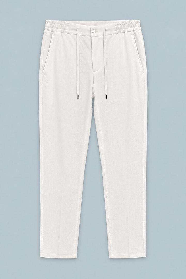 Linen Drawstring Trouser - White