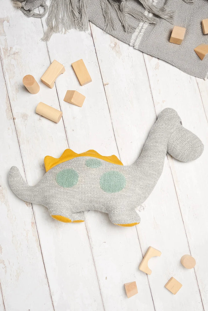 Large Organic Cotton Dinosaur Plush Toy, Diplodocus Grey