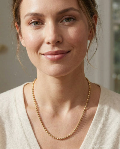 18k gold beaded ball chain necklace - FINAL SALE - One Size - Necklace