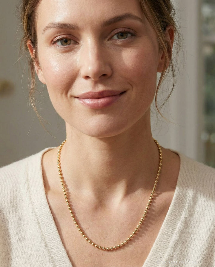 18k gold beaded ball chain necklace - FINAL SALE - One Size - Necklace