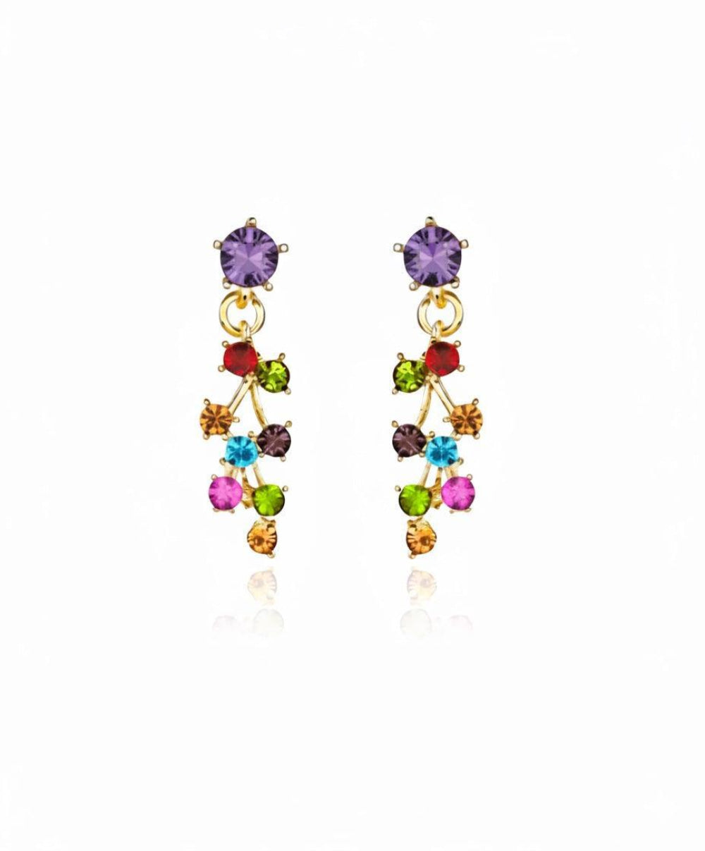 18k gold multi color cluster drop earrings - FINAL SALE - One Size - Earrings
