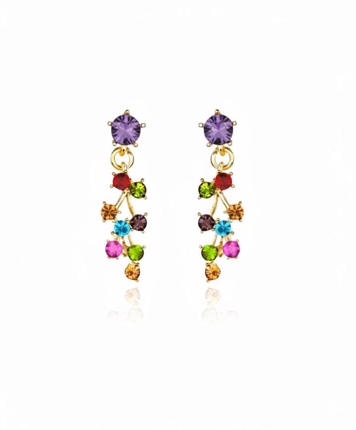 18k gold multi color cluster drop earrings - FINAL SALE - One Size - Earrings